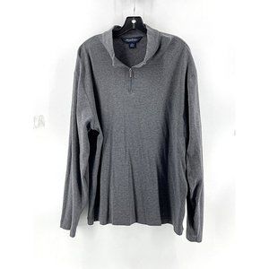 Brooks Brothers Men's Long Sleeve Gray 1/4 Zip Knit Henley Shirt Sweatshirt XL